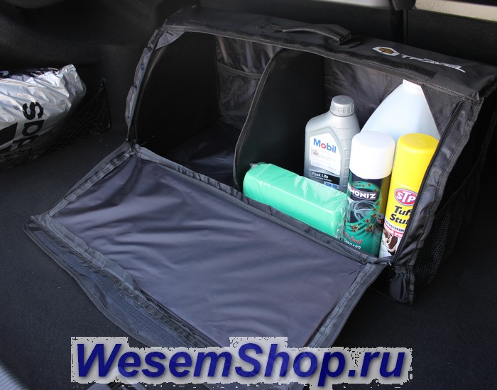 Органайзер в багажник TRAVEL, брезентовай, 70х32х30см, чёрный, 1/5