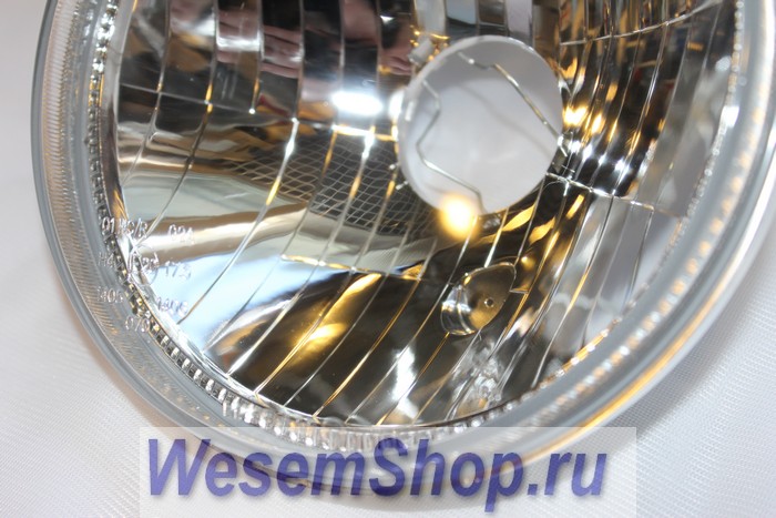 Wesem RE 489.00 H4  Оптический элемент Wesem головного света Икарус, Камаз, Волга, Нива, ВАЗ с пыльником. ПРОЗРАЧНОЕ СТЕКЛО (без габаритной лампы)